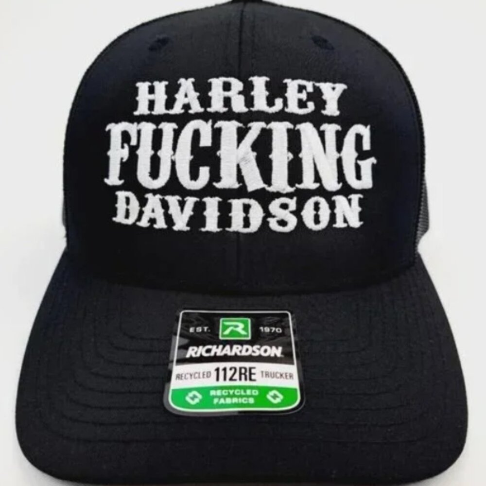 American Biker Motorcycle HD Harley Davidson Richardson 112RE Cap 80s 70s Retro